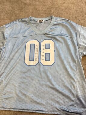 RSQ Light Blue Mesh V-Neck Jersey with '08' Graphic